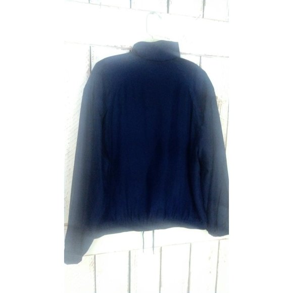 Vintage dark blue silk windbreaker jogging bomber pullover jacket - Picture 3 of 5
